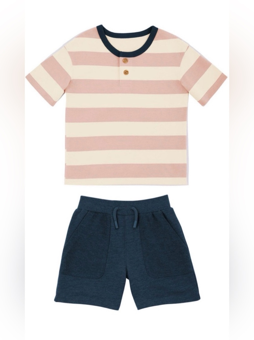 Member’s Mark 2 Pc Toddler Boys Summer Outfit Henley Shirt & Shorts 12 Month NWT